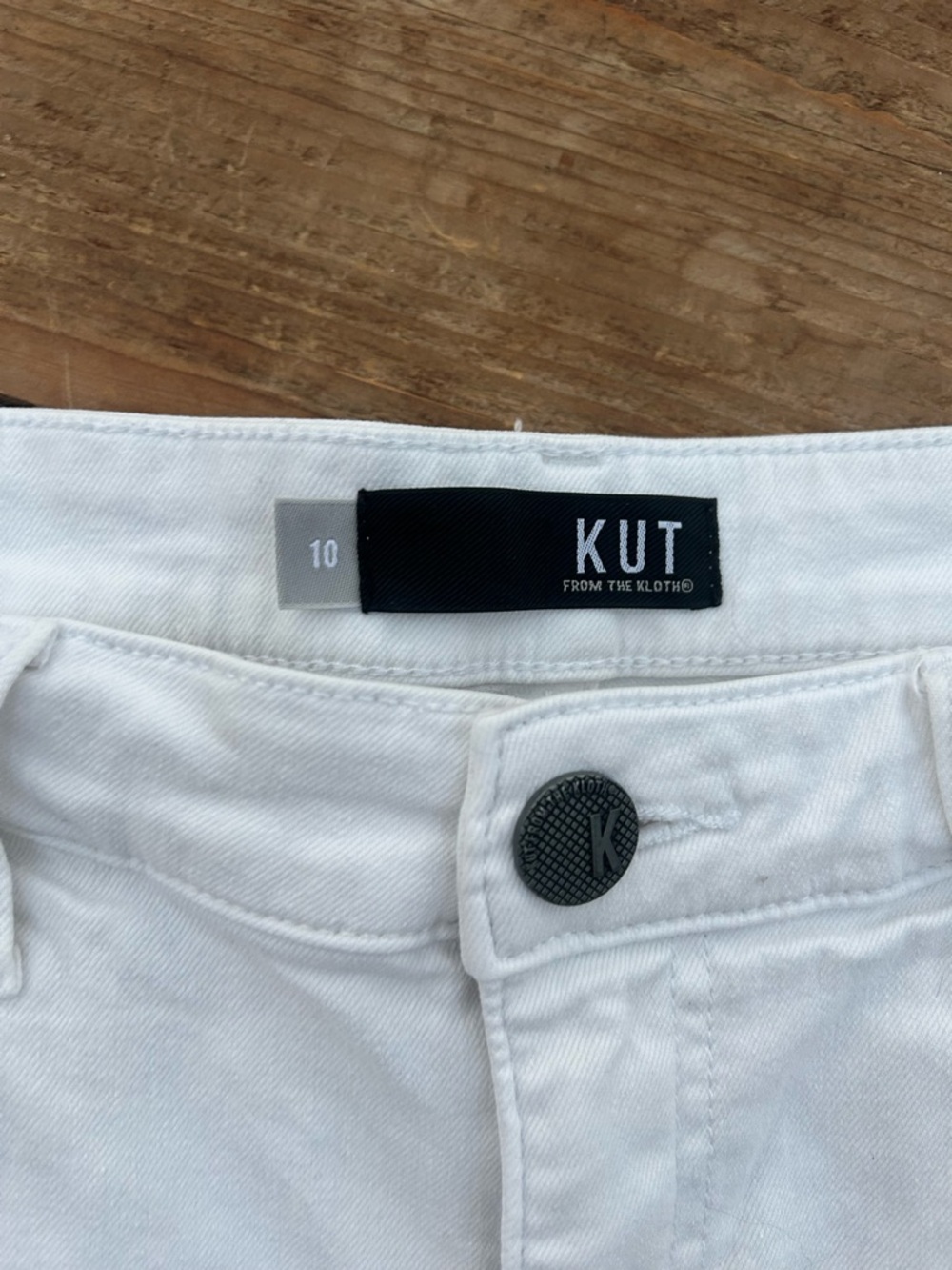 Kut from the Kloth White Frayed Denim Shorts - Picture 4 of 8